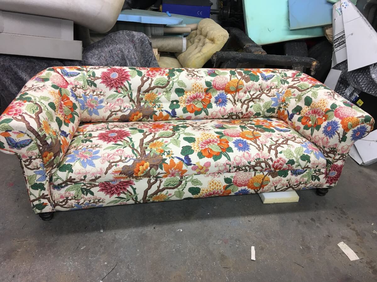 Sofa in upholstery workshop, Leicester