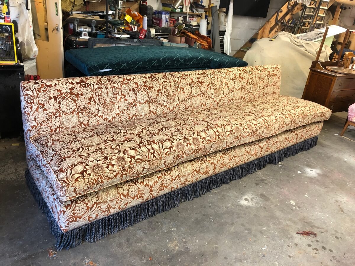 Sofa in upholstery workshop, Leicester